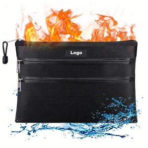 Three Zippers Three Pockets Fireproof Waterproof File Organizer Document Cases Money Bag Storage Bag OEM - Product Image 2