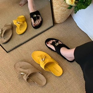 Sandalias Planas para Mujer, Punta Abierta, Suela de EVA Antideslizante, Decoración con Cuentas, Tendencia de Moda, para el Verano - Product Image 2
