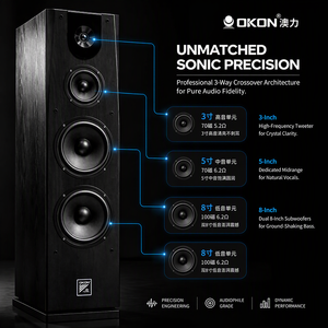 OKON OK-2850 High End Tower <b>Speaker</b> Home System Professional KTV Dual 8-inch Wooden Subwoofer Stereo OK-2850 Surround Sound Deli - Product Image 5