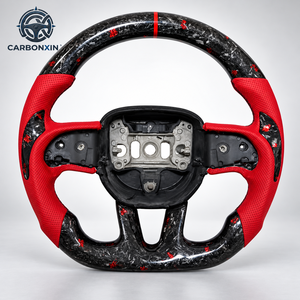 Volante Deportivo de Fibra de Carbono Roja Forjada con Luces LED para Dodge Charger Challenger Durango SRT 2020 2021 2023 Sin Airbag - Product Image 1