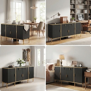 Buffet moderne de 60 pouces avec <span class=keywords><strong>rangement</strong></span>, armoire de <span class=keywords><strong>rangement</strong></span> pour salon avec pieds en métal doré pour meubles de maison - Product Image 2
