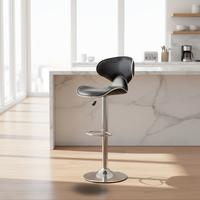 Meubles de bar nordiques, tabouret de bar moderne avec cadre en métal, tabourets de bar en lin blanc avec dossier incurvé pour la cuisine