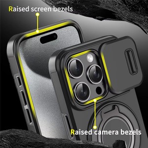 Coque de protection antichoc avec protection d'appareil <span class=keywords><strong>photo</strong></span> pour iPhone 17 16 15 Pro Max, support de voiture rotatif <span class=keywords><strong>à</strong></span> 360° avec anneau et fenêtre coulissante - Product Image 3
