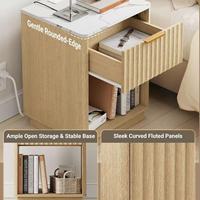 Mesita de Noche Convertible Moderna y Tradicional de Madera Maciza con Cajón de Almacenamiento y Tapa de Madera para una Decoración Estable del Dormitorio, Ensamblada