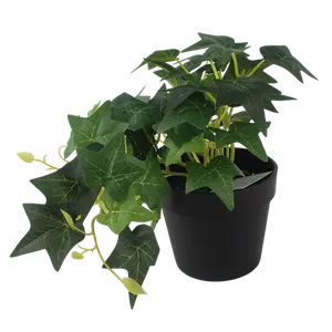 Senmasine Mini Artificial Plant Green Sweet Potato Leaves Small Fake Plants In Pots For Home Office desk Indoor Decor Greenery