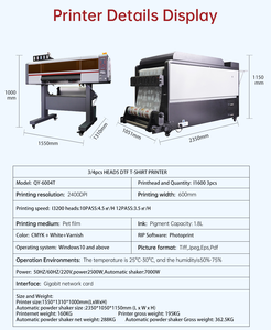 Qinyu 60cm <span class=keywords><strong>T</strong></span>-<span class=keywords><strong>Shirt</strong></span> Machine D'impression Estampage <span class=keywords><strong>Flocage</strong></span> DTF Imprimantes Avec Trois I1600 <span class=keywords><strong>T</strong></span>êtes Rouleau à Rouleau DTF <span class=keywords><strong>Imprimante</strong></span> UV pour Chemises - Product Image 6