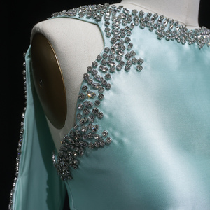Sharon Said SS503 Elegante Abito da Sera Verde Menta Stile Arabo a Sirena con Mantella e Spacco Laterale <span class=keywords><strong>per</strong></span> Matrimoni e Feste - Product Image 4