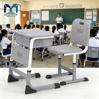 En stock aux Philippines, mobilier scolaire de conception moderne, bureau et chaise en plastique pour élèves du primaire, table d'école individuelle pour une seule personne, pour une utilisation en classe