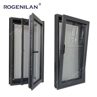 Ventanas Modernas Insonorizadas de Aluminio y Vidrio Rogenilan para Casas, Ventana Abatible de Doble Acristalamiento con Mosquitera