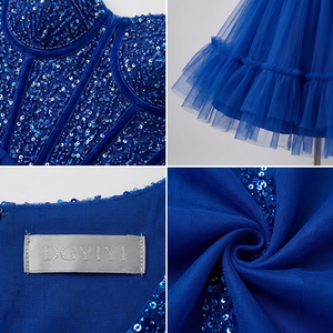 <span class=keywords><strong>Abito</strong></span> da ballo corto da <span class=keywords><strong>donna</strong></span> in <span class=keywords><strong>tulle</strong></span> glitterato personalizzato, con scollo a cuore e corsetto, traspirante, taglie dalla S alla 5XL Plus Size - Product Image 3