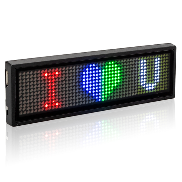 LED Name Badge DIY Programmable Scrolling Message Board Mini LED Display HD Text Digits Pattern Display