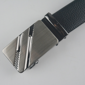 Cinturones Formales de Negocios y Ocio para Hombre, con Patrón de Litchi Negro, Hebilla Automática de Acero y Cuero Vacuno - Product Image 4