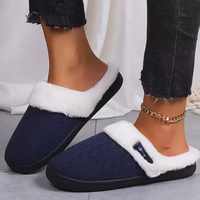 Chaussons d'intérieur/extérieur chauds pour femmes, en tricot à bout ouvert, imperméables, avec semelle EVA, faciles à enfiler