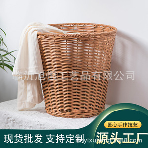 Cesta de Almacenamiento Redonda de Mimbre Sintético, Organizador de Ropa, Contenedor de Basura para Cocina, Artículos para Hotel - Product Image 5