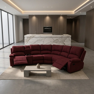 Modern Semicircular Air Leather Reclining Sectional <b>Sofa</b> <b>Set</b> with Metal Legs for Living Room and Apartment - Product Image 4