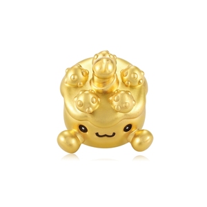 Logotipo personalizable oro puro pastel de fresa con cuentas 24K oro sólido pulsera accesorios con cuentas pequeño estilo de dibujos animados con cuentas - Product Image 4