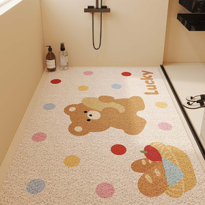 พรมเช็ดเท้ารูปสี่เหลี่ยมผืนผ้าลายการ์ตูนลูกสุนัขอาบน้ำ ผ้าไหมกันลื่น ระบายน้ำได้ สำหรับใช้ในห้องน้ำและห้องอาบน้ำ - Product Image 2