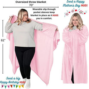 <span class=keywords><strong>Couverture</strong></span> <span class=keywords><strong>polaire</strong></span> confortable pour adulte, <span class=keywords><strong>plaid</strong></span> amovible, <span class=keywords><strong>avec</strong></span> <span class=keywords><strong>manches</strong></span> de poche à câlin - Product Image 2