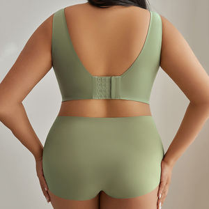 Conjunto <span class=keywords><strong>de</strong></span> sujetador y bragas sin costuras con rayas <span class=keywords><strong>de</strong></span> gel y adhesivo, tallas grandes M, L, XL, XXL, 3XL, 4XL, 5XL, para <span class=keywords><strong>mujer</strong></span>, ropa interior acolchada ajustable, traje <span class=keywords><strong>de</strong></span> dos piezas - Product Image 4