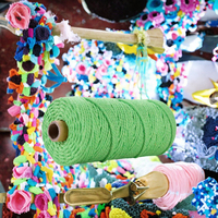 Wholesale 4ply 4mm Combed Fancy Cotton Yarn Dyed Rainbow Color Hand Knitting Yarn for Weaving Tapestry Ornament