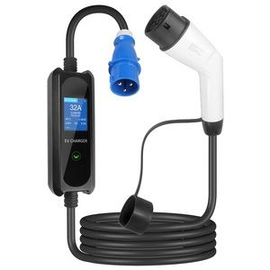 Cargador Portátil para Vehículos Eléctricos Nivel 2, 32A, 7kW, Tipo 2 IEC62196 con Enchufe CEE, Pantalla LCD Inteligente, Carga Rápida EVSE, Estación de Carga Portátil - Product Image 1