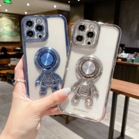 Coque de téléphone 3D Spaceman, haute qualité, galvanoplastie TPU, coque de téléphone transparente, jolie coque de téléphone portable pour iPhone 14 Pro Max