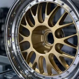 Jantes forgées sur mesure 2 pièces 17 18 19 20 21 22 pouces, finition or brossé, à déport profond, entraxes 5x114.3 5x120 5x130, pour <span class=keywords><strong>BBS</strong></span> BMW Porsche - Product Image 4