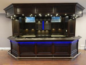 العتيقة خشبية ديلوكس بدروم بار تصميم الطابق السفلي الرطب بار مع مصابيح يندمج بها اللون الأحمر والأخضر والأزرق - Product Image 3