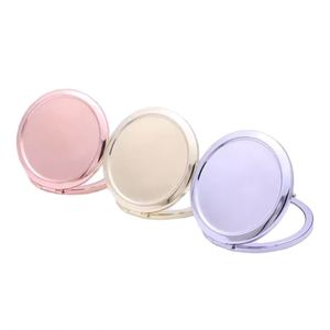 Hot Souvenir 70mm Round Metal Pocket Mirror Gold Plated Double Side <b>Compact</b> Mirror Customized logo - Product Image 1