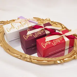 新设计方形甜蜜爱情礼品盒纸板盒包装结婚糖果白盒带丝带派对优惠