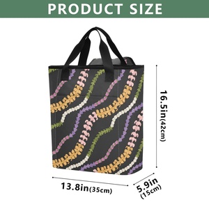 Sac à dos isotherme hawaïen en polyester avec impression intégrale personnalisée, motif Aloha Collection Black Puakenikeni Lei, 36 canettes, avec logo - Product Image 3