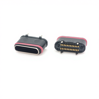 Conector USB Tipo C Hembra 5A 50ohm con 16 Pines, Carcasa de Latón para Uso en Computadoras, Color Negro