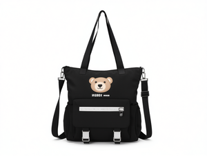 Borsa a tracolla HOBEN con stampa orso, in tessuto composito impermeabile, con tasca frontale con cerniera, per uso quotidiano, tutte le stagioni - Product Image 1