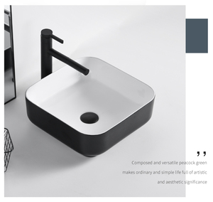 KD-02CBC <span class=keywords><strong>Lavabo</strong></span> da Appoggio in Ceramica di Alta Qualità, Design Bianco e Nero, Stile Moderno per Hotel di Lusso - Product Image 1