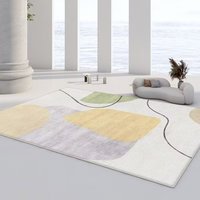 Tapis d'intérieur en fausse laine pelucheuse de grande taille au design abstrait moderne de luxe Épaisseur antidérapante Fabriqué à la machine pour le salon
