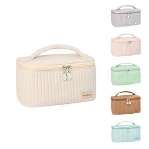 Wholesale LM PU Leather Modern Sustainable Women's Travel <b>Makeup</b> Bags Toiletry Cases Portable Solid Color Cosmetic Organizer <b>Box</b> - Product Image 1