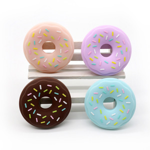 Colorful donut shaped silicone Sprinkles design chew rings Babies teething toys silicone Donut shaped silicone chew - Product Image 1