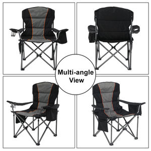 كرسي تخييم مريح كبير الحجم قابل للطي ومبطن من قماش أكسفورد مع حامل أكواب ودعم شديد التحمل، كراسي للحدائق والشاطئ للبالغين - Product Image 4