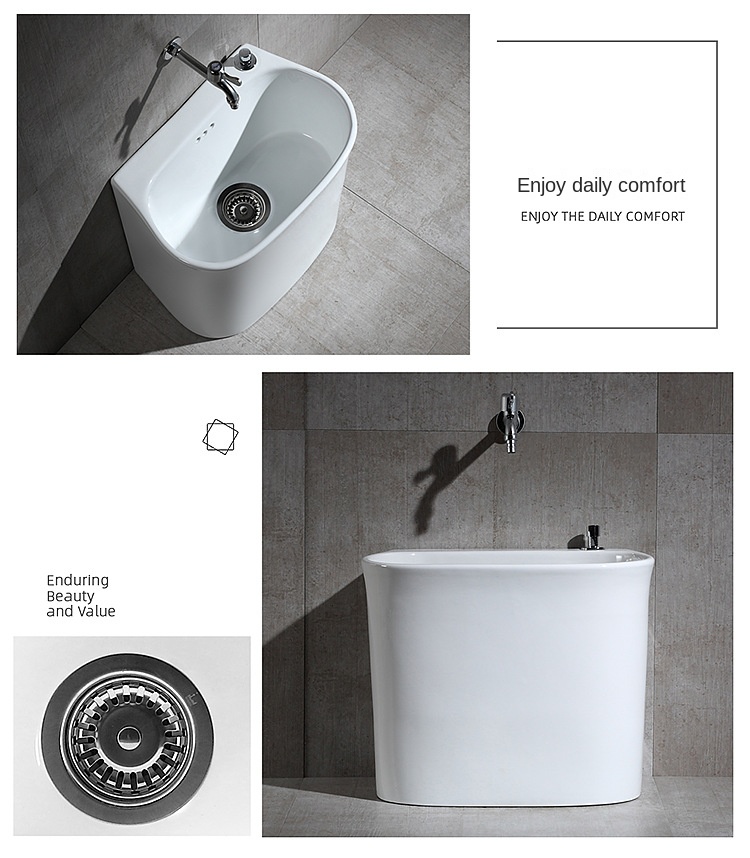 2022 Bathroom Sinks Deep Height Basins Specifications Porcelain White Ceramic Mop Washroom Sink
