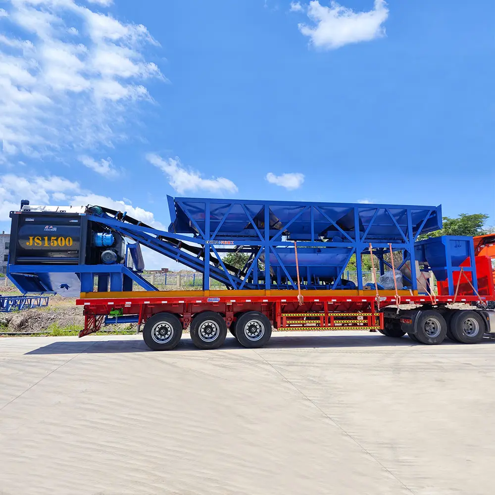 Efficient Small Portable Forced Cement Concrete Batching Plant Ready Mix 90 M3 Concrete Mixer With Twin Shafts