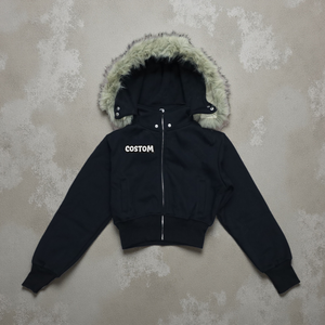 Sweat à capuche épais et chaud d'hiver pour homme et femme, style streetwear, broderie personnalisée, en coton, coupe oversize, avec fermeture éclair et fourrure - Product Image 1