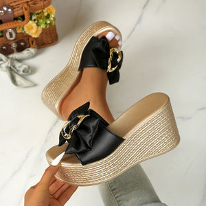 NOUVEAU – Sandales compensées à plateforme pour femme, grande taille, avec nœud et semelle épaisse, pour l'été – Vente en gros 712 - Product Image 2