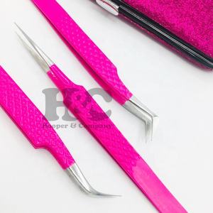 Pinzas para Pestañas al por Mayor, Pinzas para Extensión de Pestañas con Punta Plateada, Mango con Agarre de Diamante, Pinzas Personalizadas con Logotipo de Marca Privada, Pelo de Visón - Product Image 6