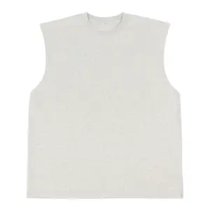 남성과 여성을위한 100% 면 민소매 티셔츠 여름 스포츠 조끼 흰색 느슨한 라운드 넥 양복 조끼 100% 면