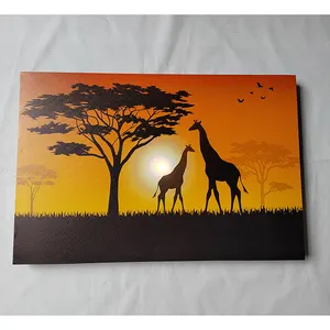 صورة مخصصة 24 قطعة متوفرة في المخزن جاهزة خلال 3 أيام صورة حيوانات أفريقية مصابيح LED لوحة جدارية مضيئة مع شريحة موسيقى بسعر 7 دولارات فقط
