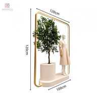 Support de présentation de vêtements minimaliste en métal rotatif et détachable, avec anneau lumineux LED, piédestal moderne pour boutique, présentoir à vêtements