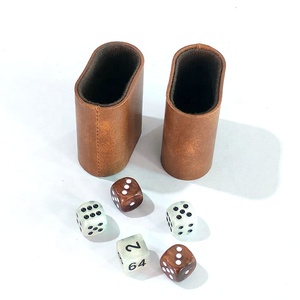 Gobelet à dés en cuir PU de petite taille, gobelet à dés brun, gobelet à dés silencieux sans dés, gobelet à dés portable pour le backgammon - Product Image 5