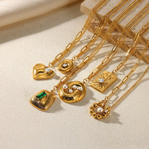 Nuevo Collar de Acero Inoxidable con Colgante Chapado en Oro de 18K, Estilo <span class=keywords><strong>Vintage</strong></span>, Delicado y Moderno, Joyería de Moda para Mujer - Product Image 3