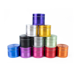 Customized 4-Layer Aluminum Alloy <b>Herb</b> <b>Grinder</b> Round 40-63mm Purple Blue Color with Logo Option - Product Image 3