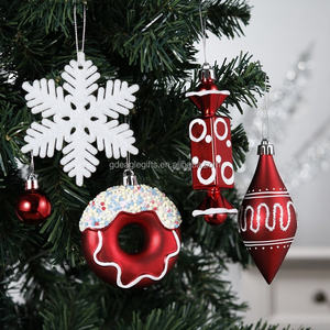 EAGLEGIFTS 60 Piezas Decoración Navideña <span class=keywords><strong>de</strong></span> Lujo, Adornos <span class=keywords><strong>de</strong></span> Caramelo y Donuts Rojos y Blancos, Bolas <span class=keywords><strong>de</strong></span> Navidad - Product Image 4